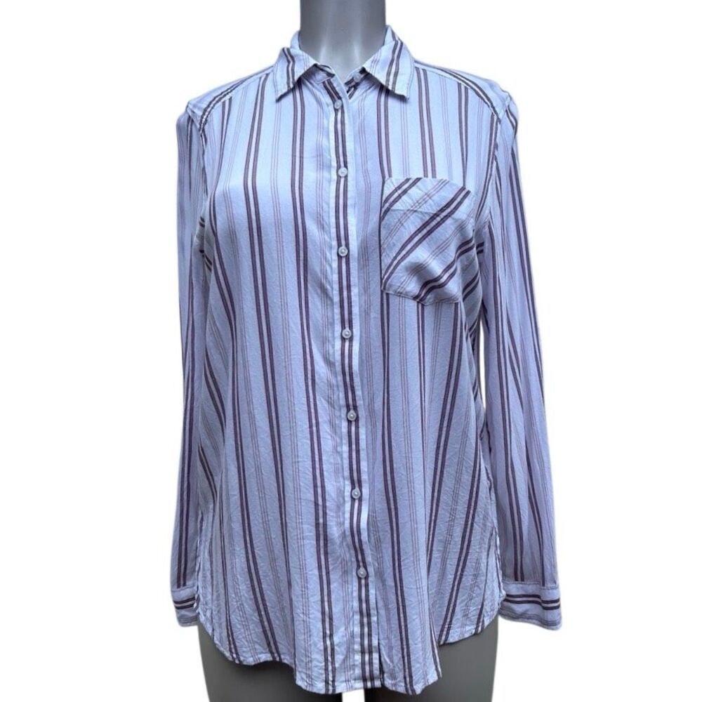 NWOT Express Shirt Medium Multi-tone Purple Striped Button Down Boyfriend Fit